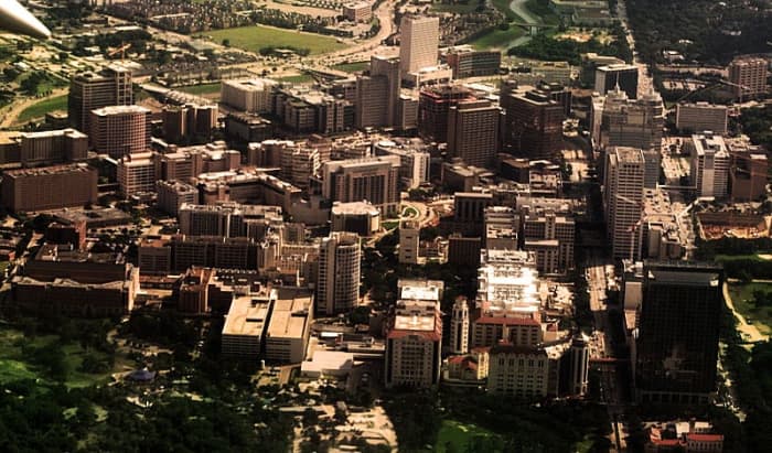 Aerial view of Texas Medical Center 