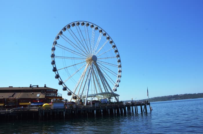 Seattle Great Wheel located right on the water in downtown Seattle