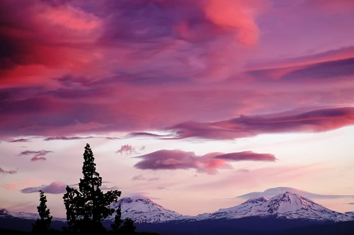 Three Sisters in Oregon at sunset