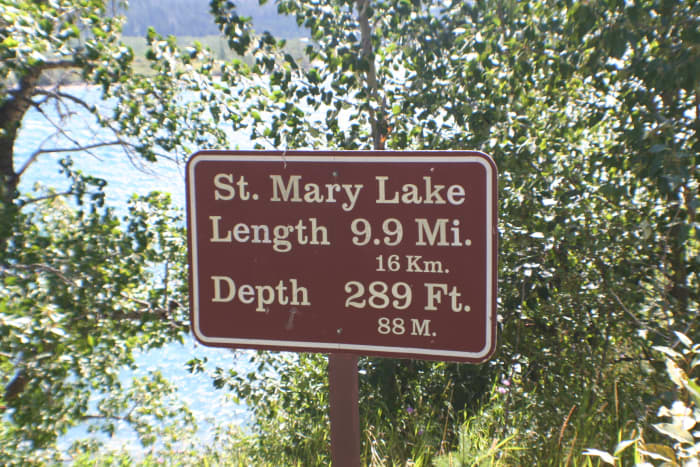 The sign at St. Mary Lake