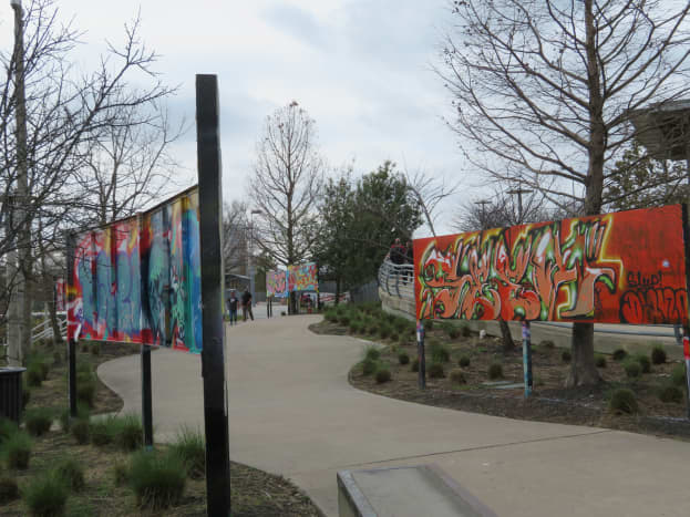 Graffiti art at entrance to the skatepark