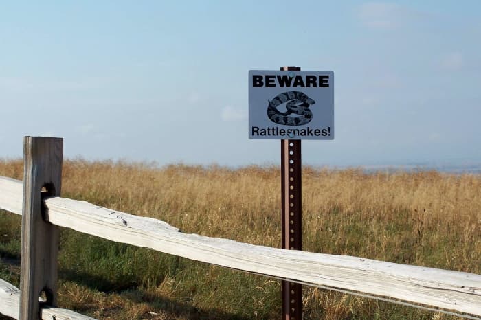 Beware of Rattlesmake signs are often seen in National Parks in the western states.