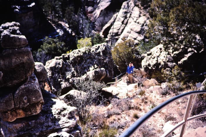 My hubby on the Island Trail at Walnut Canyon...shows some of the many steps taken while descending into the canyon.
