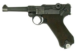 The Ruger's spiritual ancestor, the Luger P-08. Some people back in the day even called the Ruger standard the &quot;Ruger Luger.&quot;