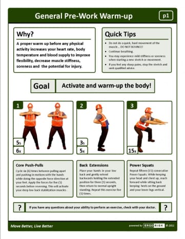 Stretching Poster with Man in Orange Shirt and Construction Hat