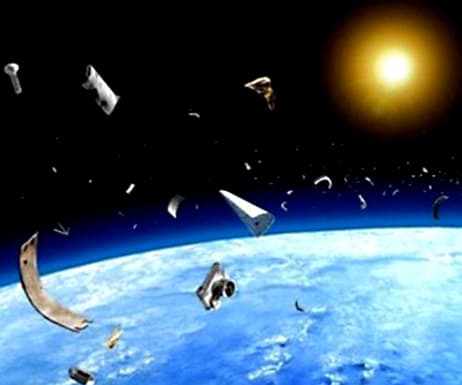 A graphic representation of debris in space