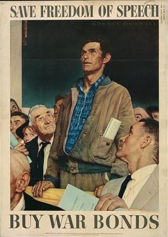 &quot;Freedom of Speech,&quot; poster art by Norman Rockwell (1943).