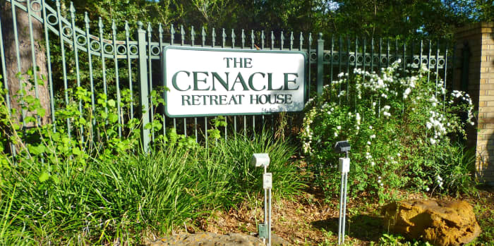 The Cenacle Retreat House Sign at Entrance