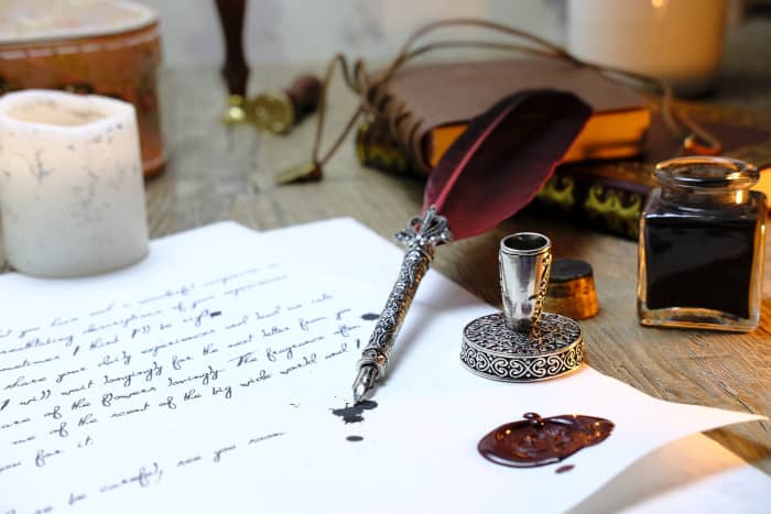 Quill, paper and ink, a writers tools