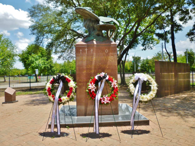 Wreaths at the Harris County War Memorial