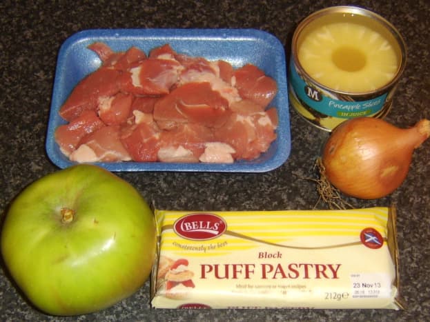 Pork, pineapple and apple pie ingredients
