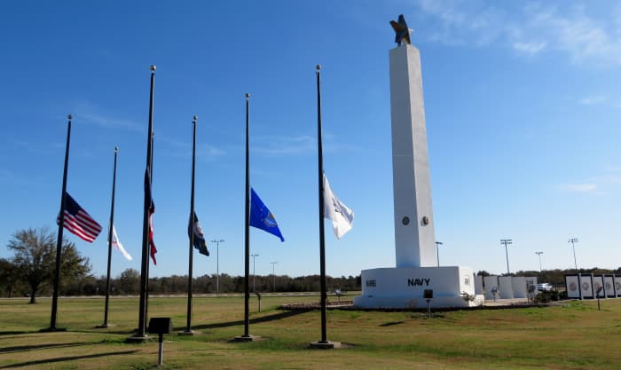 The flags were at half staff due to the passing of President George H.W. Bush at the day of our visit to Freedom Park.