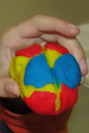 Play-doh model showing 4 lobes of the brain