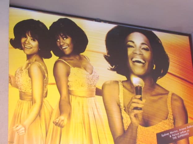 A towering photo on Times Square from Motown The Musical which portrayed the life of legendary Diana Ross and The Supremes.    