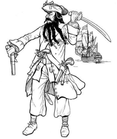 Kids Pirates Coloring Pages Free Colouring Pictures to Print - Blackbeard