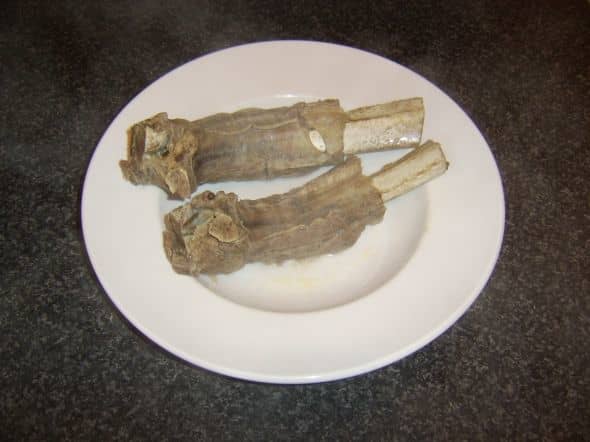 Beef bones removed from broth