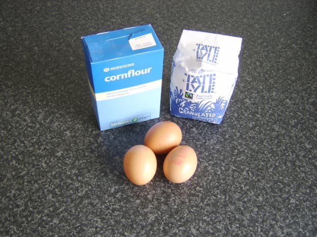 Cornflour/corn starch, sugar and eggs
