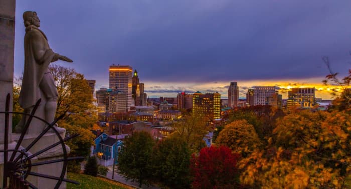 Skyline in Providence, Rhode Island Top Cities in America for Fall Traveling