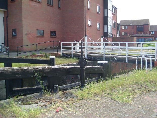 Old Lock from Marina to Canal, with swing footbridge