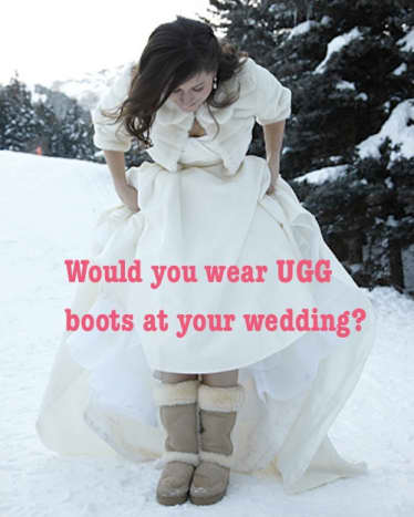UGGs and a wedding dress