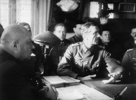 Field Marshall Paulus surrendering to Soviet forces on the 31st of January 1943. Hitler had promoted Paulus to Field Marshall hoping he would commit suicide rather than surrendering to the Soviets.