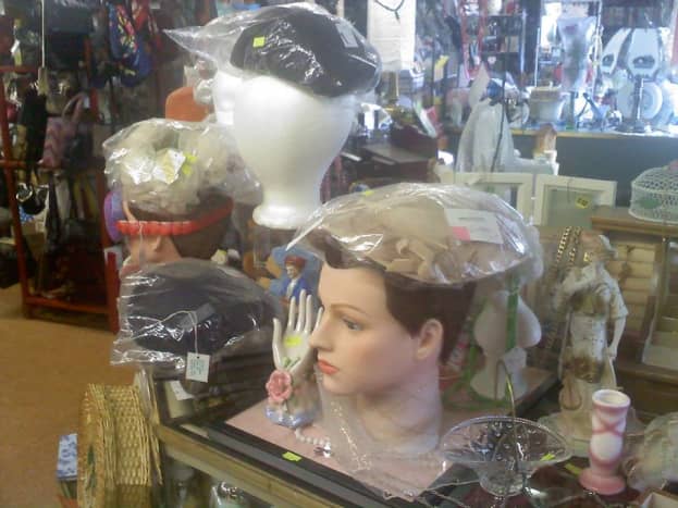 Some vintage hats on display at Hubbard, Ohio shop - many were never worn.