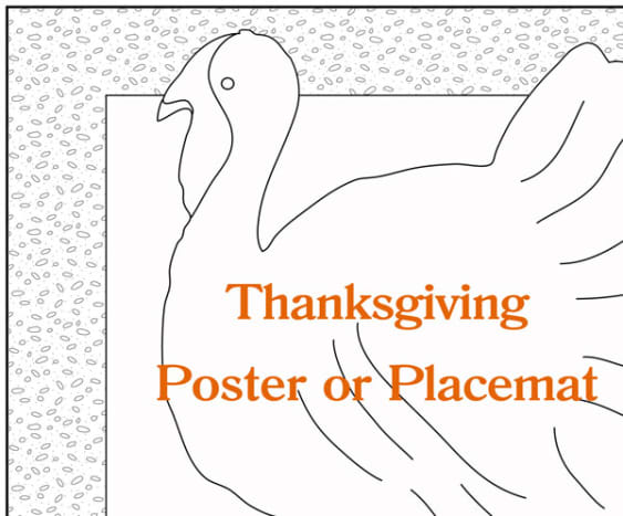 Thanksgiving placemat coloring activity - turkey