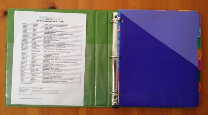 Colored dividers with tabs help keep forms and papers organized.