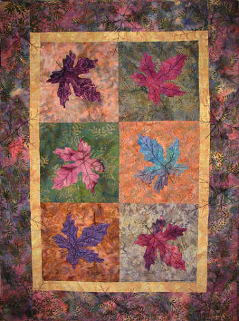Batik art quilt called &quot;Turning Over a New Leaf&quot;