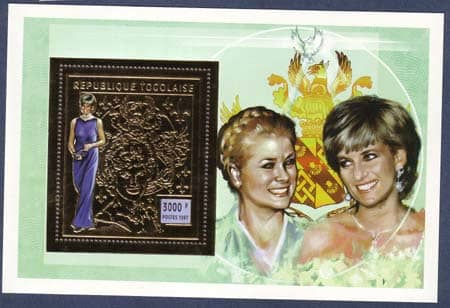 Togo: Princess Diana gold foiled souvenir sheet worth about 4$-5$