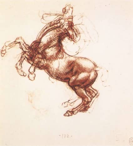 Da Vinci made many drawings during his study to create a beautiful horse. 