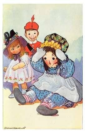 Raggedy Ann and her toy friends