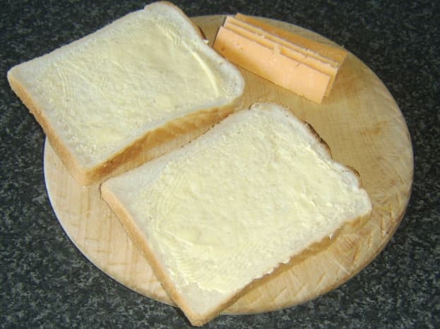 Buttered bread and cheese for toastie