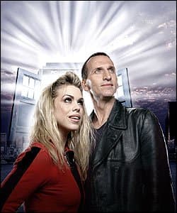 Christopher Eccleston as the Ninth Doctor (my favorite) and his companion Rose (Billie Piper)