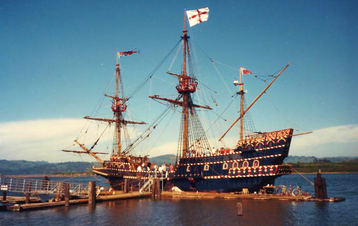 Replica of 16th century warship in Coos Bay at the time of our visit.