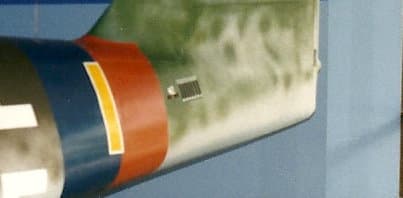 The Me-262's kill markings.  The 40 indicates &quot;carry offs&quot;, kills made by the pilot in other aircraft.  The six tombstones indicate kills made with this aircraft.