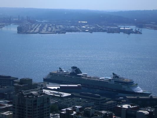 A view of Elliot Bay and Bell Street Cruise Ship Terminal