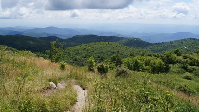 The view on the way up to Black Balsam Knob.  You can see the Blue Ridge Parkway in the background.
