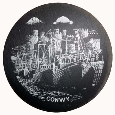 Slate coaster of Conwy, Wales