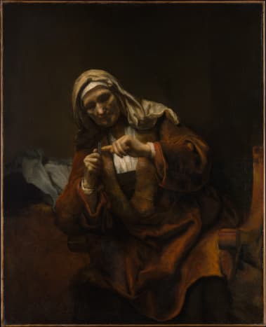 &quot;Old Woman Cutting Her Nails&quot; by Rembrandt, ca. 1665-60 Metropolitan Museum of Art