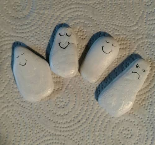 Have fun painting Halloween designs on rocks. Place them around town for others to find. 
