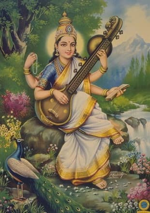 goddess Saraswathi-The goddess of knowledge and wisdom.Observe the grace in her face