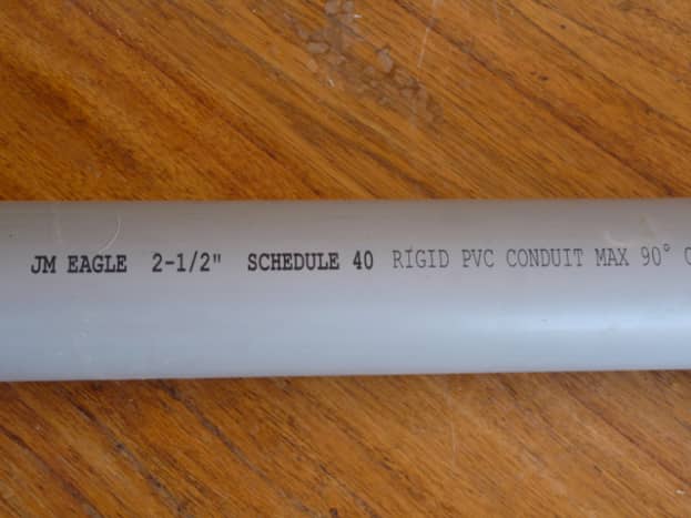 2 1/2 inch, schedule 40, rigid PVC conduit.  UV protection