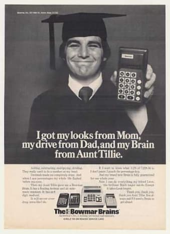 Vintage Ad, mid-1960s. These simple calculators cost nearly $200.00.