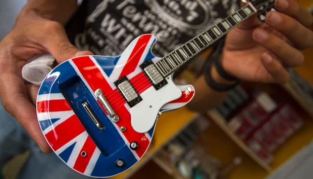miniature guitar with British flag