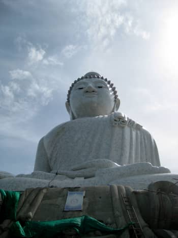 The Big Buddha, 150-feet high and one of the island's most revered landmarks located on top of the highest hill