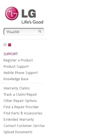 Search for your LG TV model on the LG Support home page.