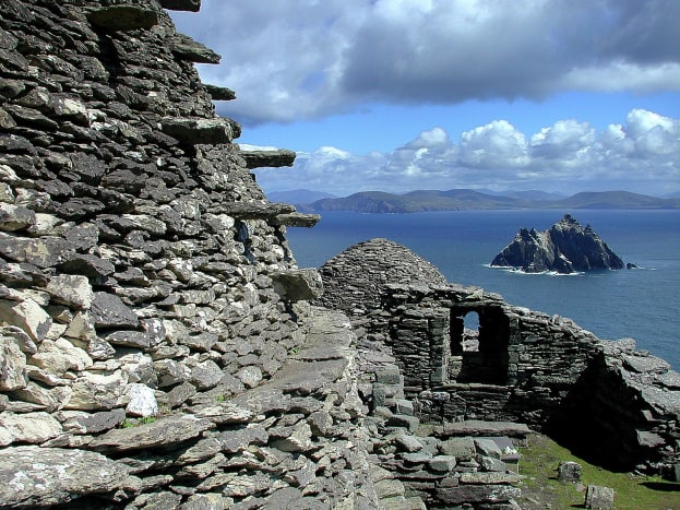 The monastery of Skellig Michael sat on a rocky island far out at sea. 