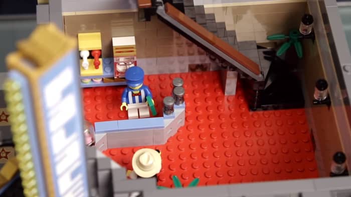 LEGO Creator Palace Cinema Modular Building | The first floor.  Lobby with a concession stand and ticket area. 