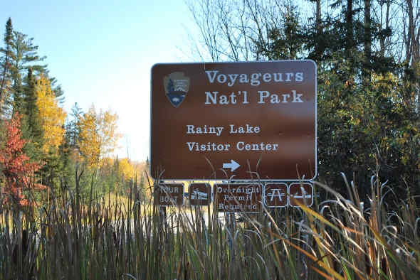 Turn here to visit the Voyageurs National Park Rainy Lake Visitor Center.